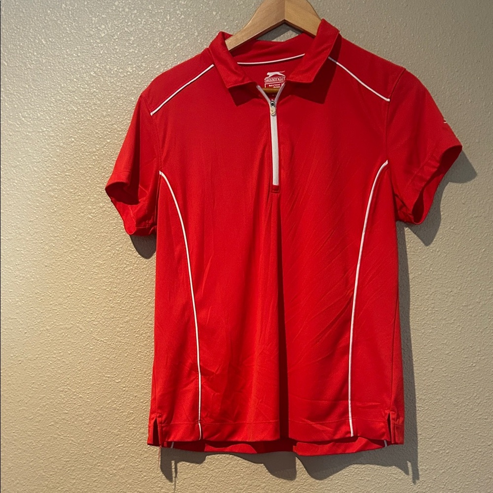 Slazenger Red Golf Polo with White Piping